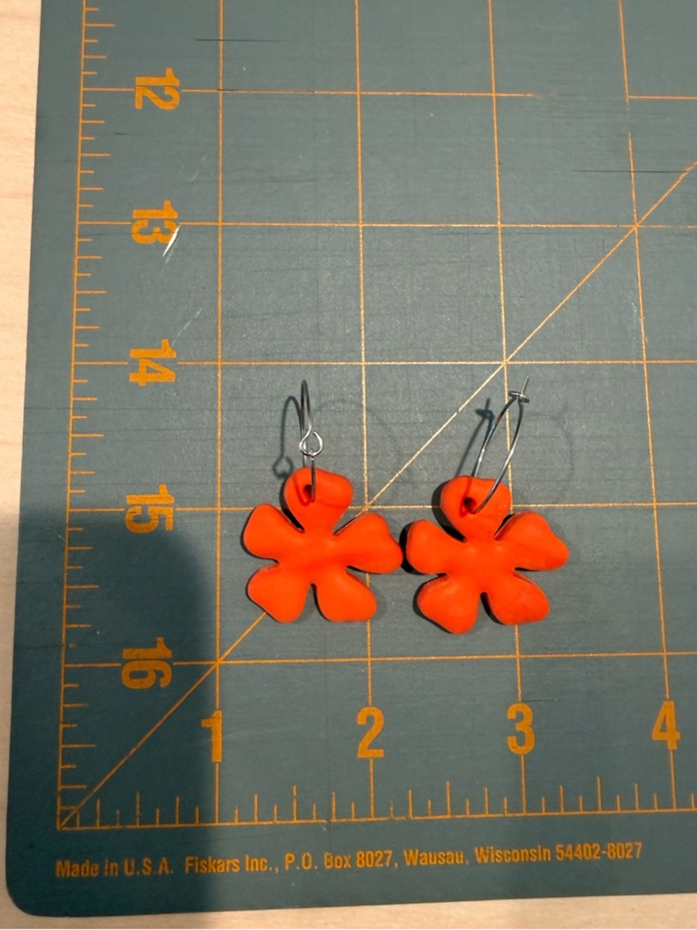 Orange Flower Dangle Earrings